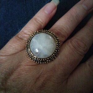 30ct Rainbow Moonstone 925 Sterling Silver Statement Brutalist Ring Size 6.5